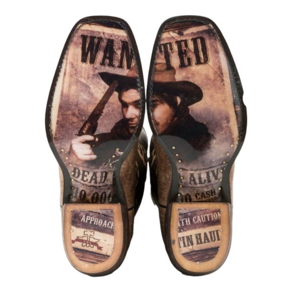 TIN HAUL "Bandolero" Old West Wanted Poster cowboy western square toe boots 11D - Picture 2 of 16